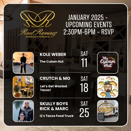 Raul Ramirez Winery 2025 January Events